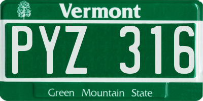 VT license plate PYZ316
