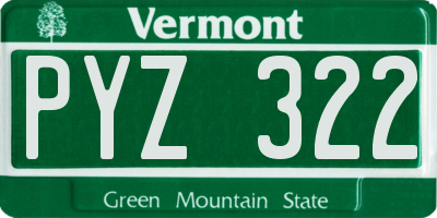 VT license plate PYZ322