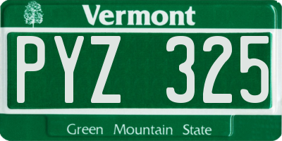 VT license plate PYZ325