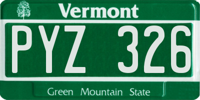 VT license plate PYZ326
