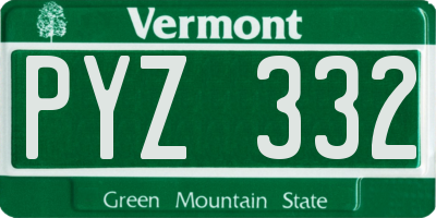 VT license plate PYZ332