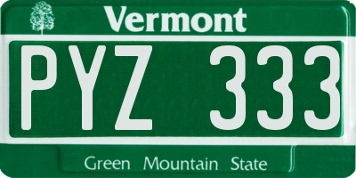 VT license plate PYZ333