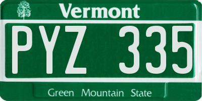 VT license plate PYZ335