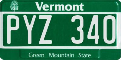 VT license plate PYZ340