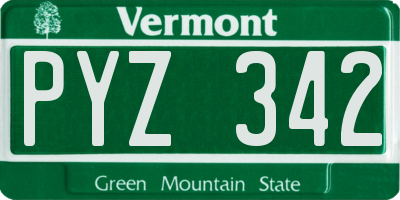 VT license plate PYZ342