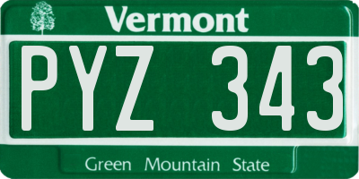 VT license plate PYZ343