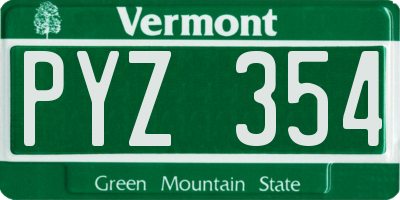 VT license plate PYZ354