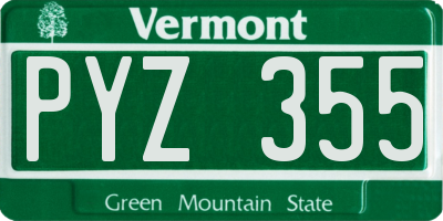VT license plate PYZ355