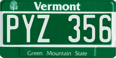 VT license plate PYZ356