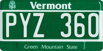 VT license plate PYZ360