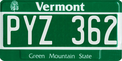 VT license plate PYZ362