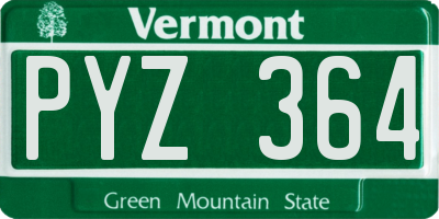 VT license plate PYZ364