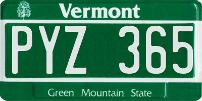 VT license plate PYZ365