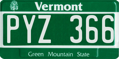 VT license plate PYZ366