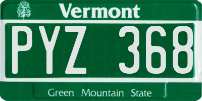 VT license plate PYZ368