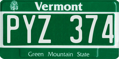 VT license plate PYZ374