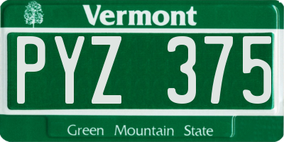 VT license plate PYZ375