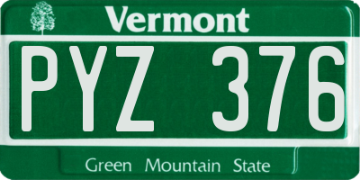 VT license plate PYZ376