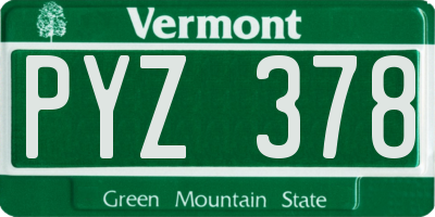 VT license plate PYZ378