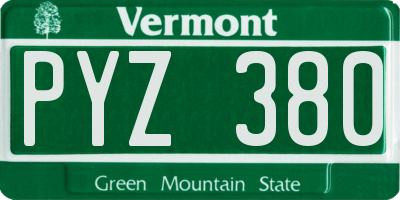 VT license plate PYZ380