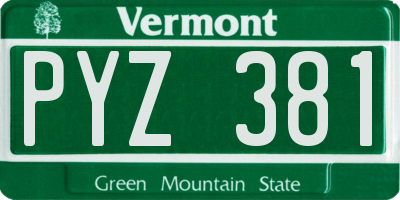 VT license plate PYZ381
