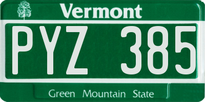 VT license plate PYZ385