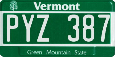 VT license plate PYZ387