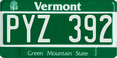 VT license plate PYZ392