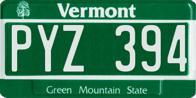 VT license plate PYZ394