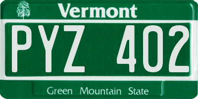 VT license plate PYZ402