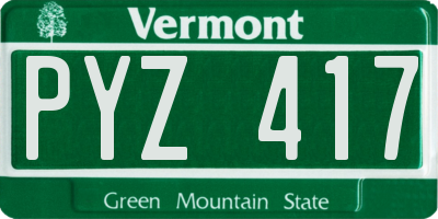 VT license plate PYZ417