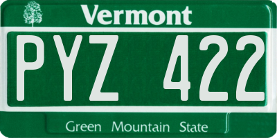 VT license plate PYZ422