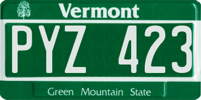 VT license plate PYZ423