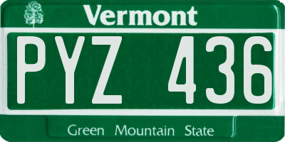 VT license plate PYZ436