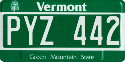 VT license plate PYZ442