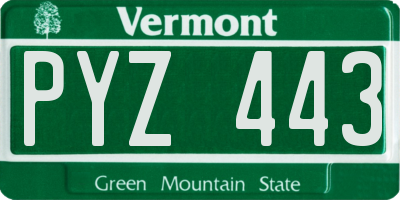 VT license plate PYZ443