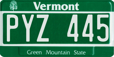 VT license plate PYZ445