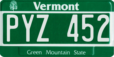 VT license plate PYZ452