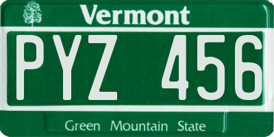 VT license plate PYZ456
