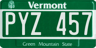 VT license plate PYZ457