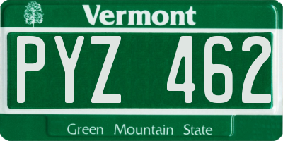 VT license plate PYZ462