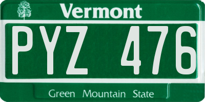 VT license plate PYZ476