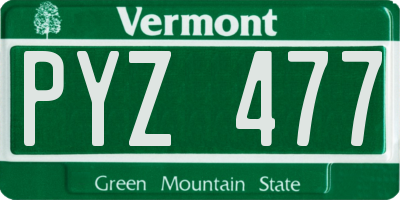 VT license plate PYZ477