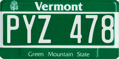 VT license plate PYZ478