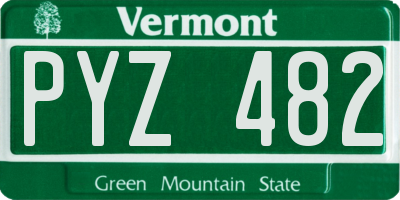 VT license plate PYZ482