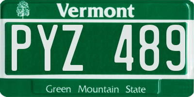 VT license plate PYZ489