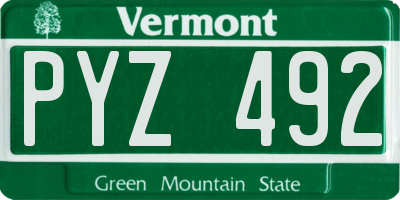 VT license plate PYZ492