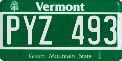 VT license plate PYZ493