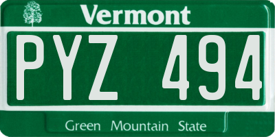 VT license plate PYZ494