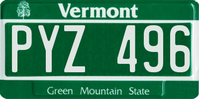 VT license plate PYZ496
